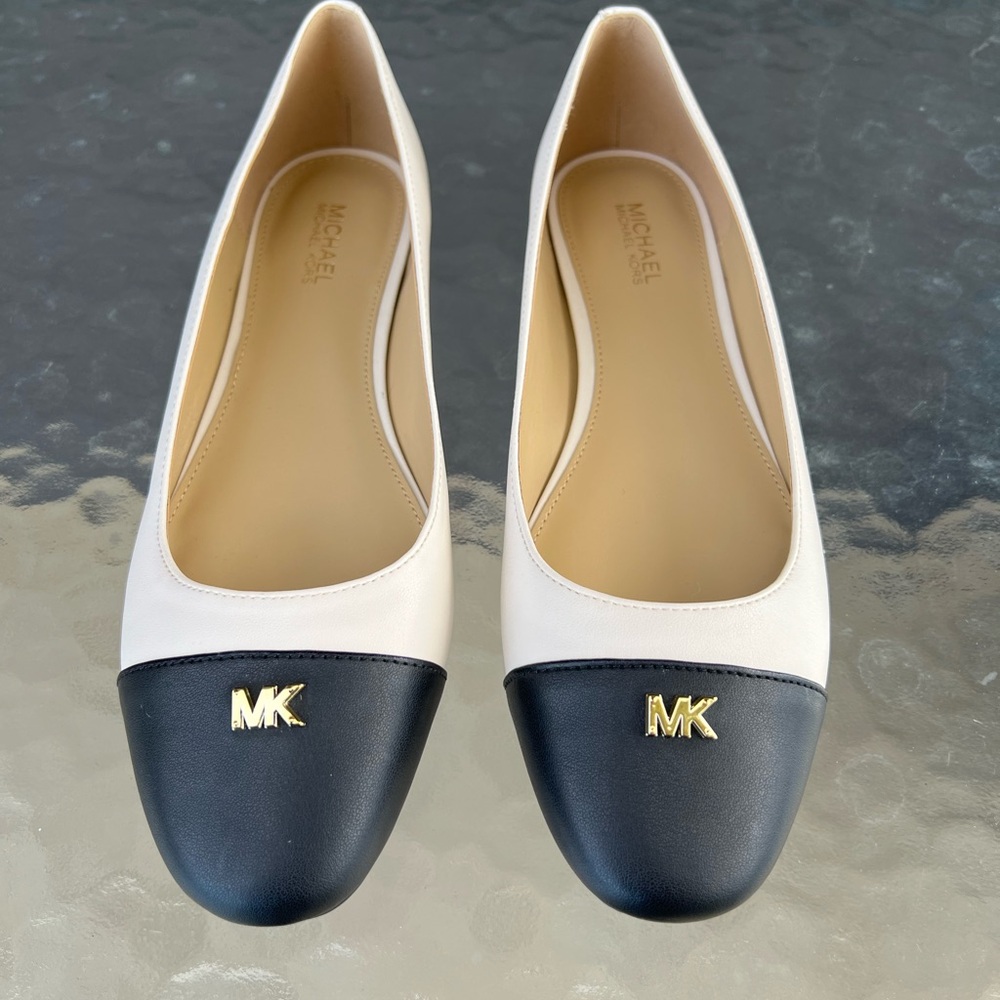 Michael Kors Black and Cream Cap Toe Flats NWOT